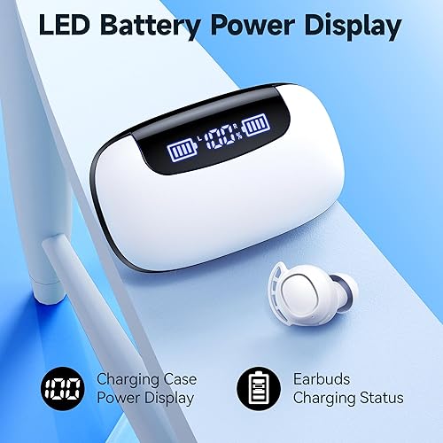 Miniatura 3 de Auriculares Bluetooth inalámbricos de 120 horas de reproducción, IPX7, impermeables, pantalla de alimentación digital, con estuche de carga y