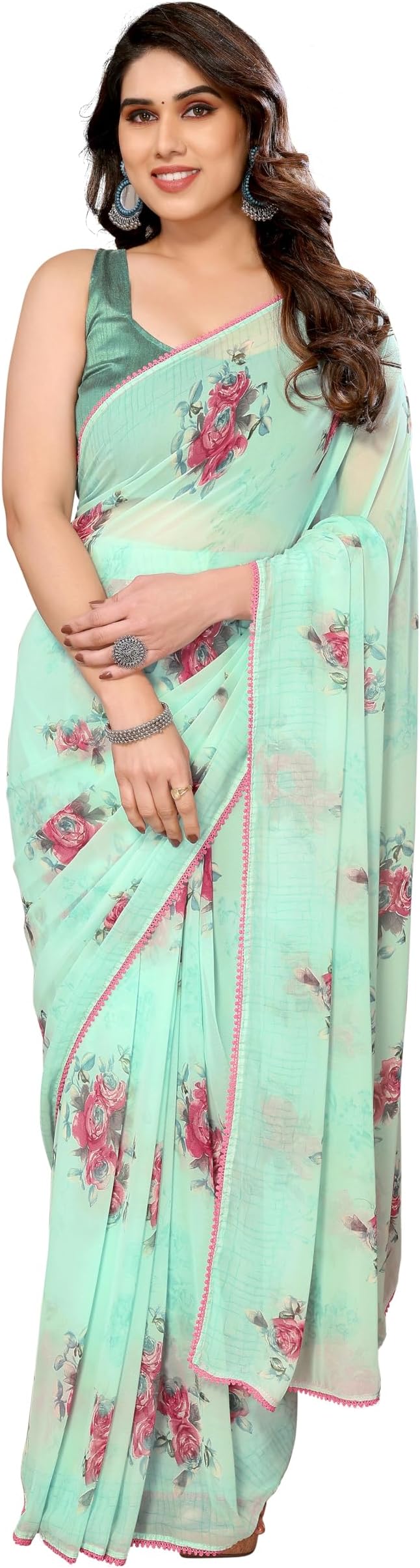 MOHIT CREATIONS womens Georgette Saree