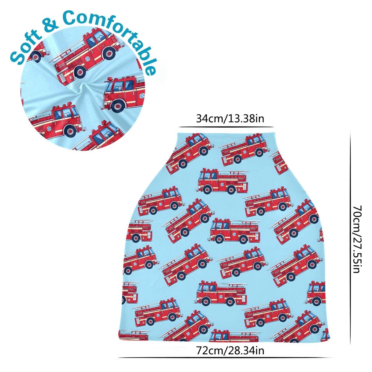 Baby Car Seat Canopy Covers Nursing Cover Stretchy Boys Girls Fire Truck Carrier Cover Breastfeeding Cover Breathable