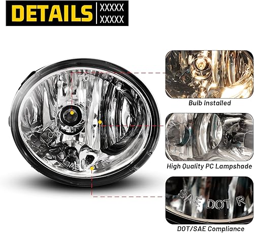 Miniatura 4 de AUTOFREE Faros antiniebla compatibles con Toyota Tundra 2000-2006 Sequoia 2001-2007 con bombillas 9006 12V 51W Lámparas de conducción de repuesto