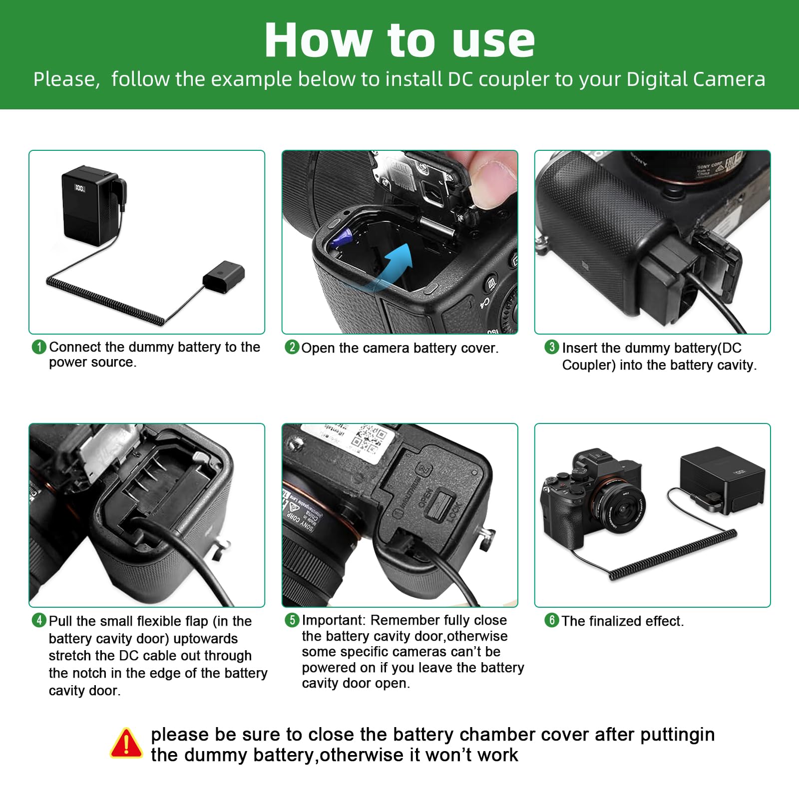 Cavo di alimentazione D-Tap a NP-FZ100 con batteria fittizia per batteria V Mount, compatibile con Sony A1 A7 II A7 IV A7C A7C II A7C R A7R ШI A7R I A7R V A7S I A9 A9 II A6600 A6700 FX3 FX30 ZV