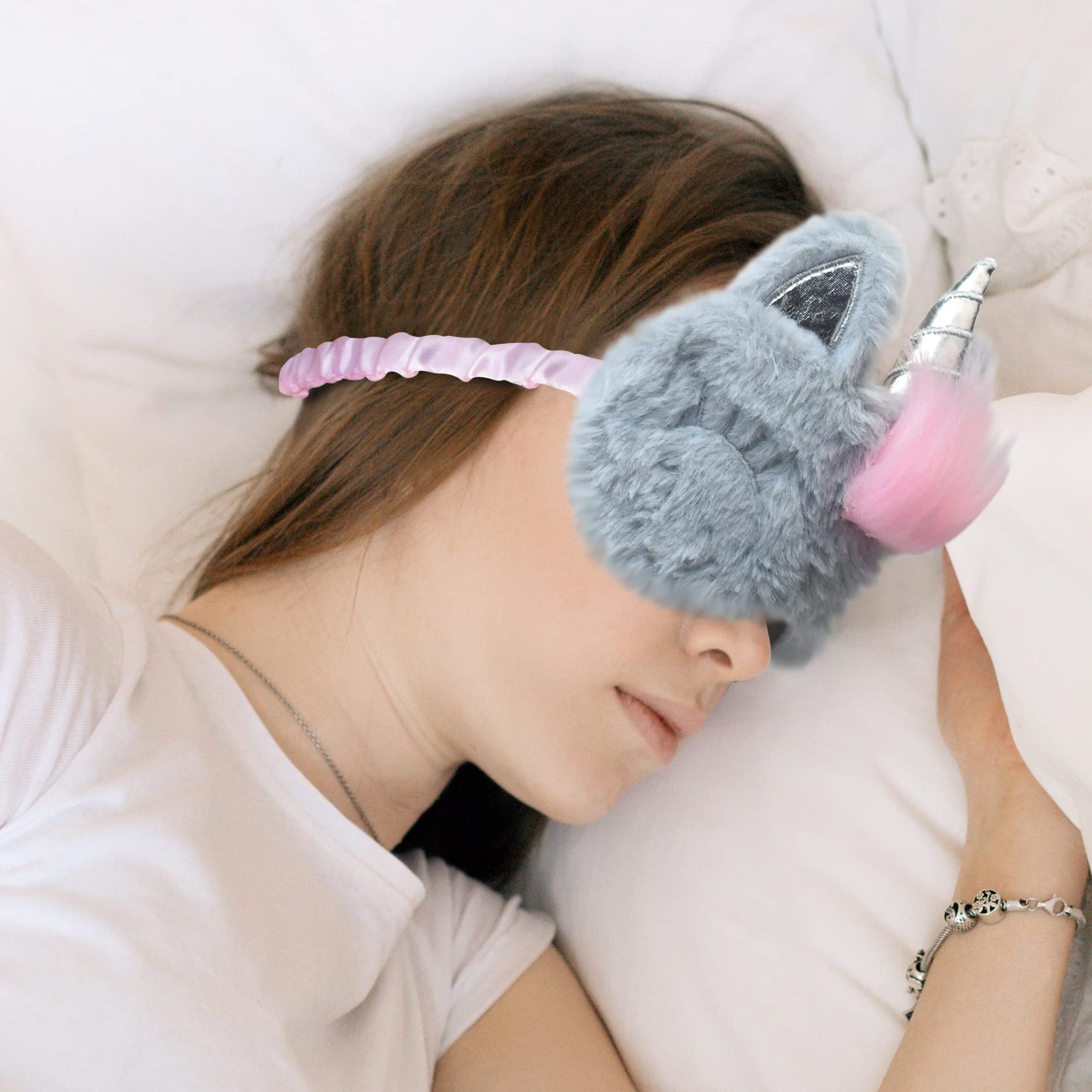 Maschera per Dormire Animale, 3D Maschere da Sonno in Peluche Soffice