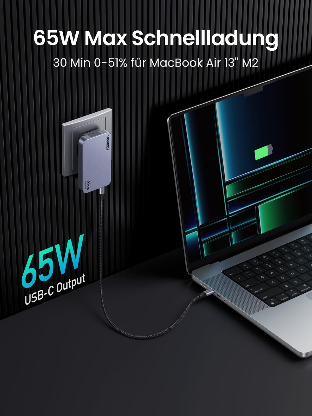 UGREEN Nexode Pro 65W USB C Ladegerät Slim mit EU/US/UK Stecker GaN USB-C Netzteil 3-Port Charger Schnellladegerät kompatibel mit MacBook, iPad, iPhone 17, Galaxy S25 Ultra, Dell XPS