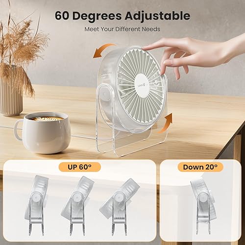 Miniatura 8 de WSKEN Ventilador de escritorio pequeño USB, diseño estético, mini pero potente, portátil, ultra silencioso, ventilador personal de escritorio de 3