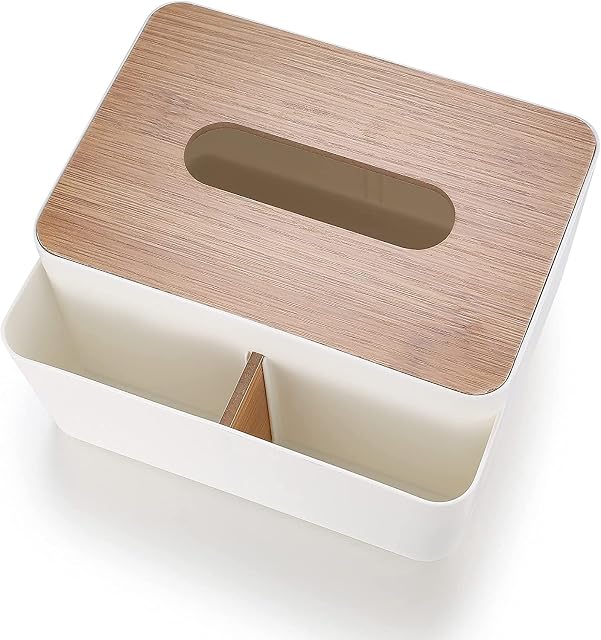 Tissue Box Holders, Tissue Box Organizer Cover, Napkin Dispenser Storage Box, Rectangular Cosmetic Tissue Paper Box for Home Office Bathroom Car Tissue Cover Box Holder - 21.5 * 18.5 * 8 cm (white)
