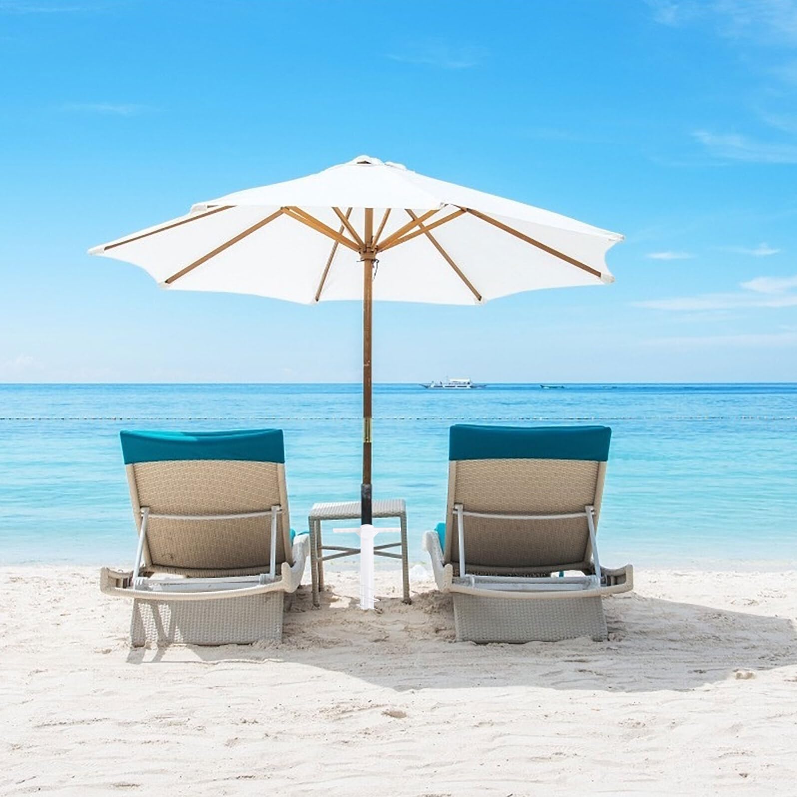 Przenośna podstawa parasola plażowego – 2-pak biały ABS stabilny uchwyt na parasol zewnętrzny do ogrodu i na kemping akcesoria do parasoli plażowych