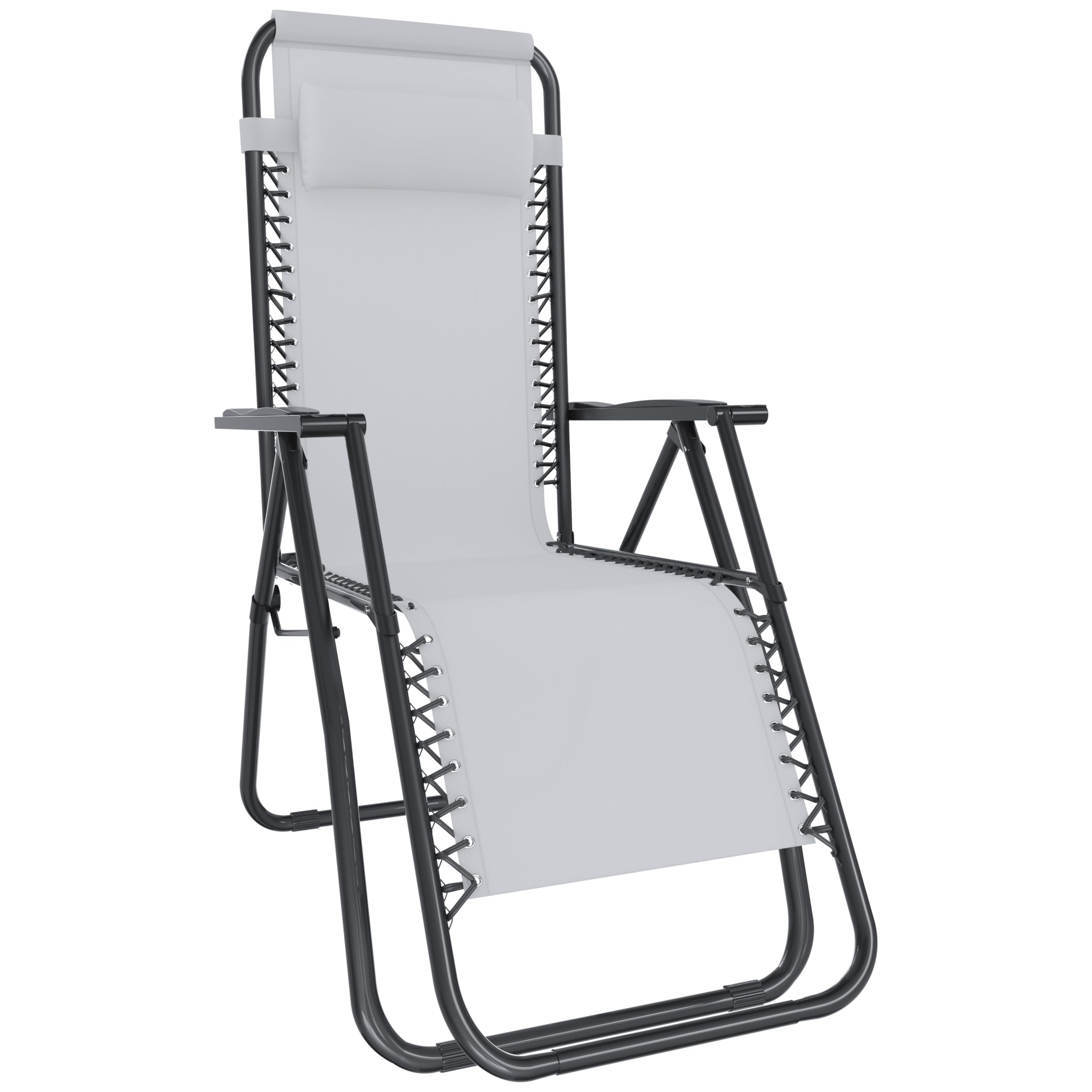 Set Da 2 Sedie Sdraio A Gravità Zero Da Giardino Poggiatesta Regolabile Sedia Pieghevole Oscillante Ergonomica Traspirante Zero Gravity Da Esterno Piscina Mare Portata Massima 120 Kg (Bianco)