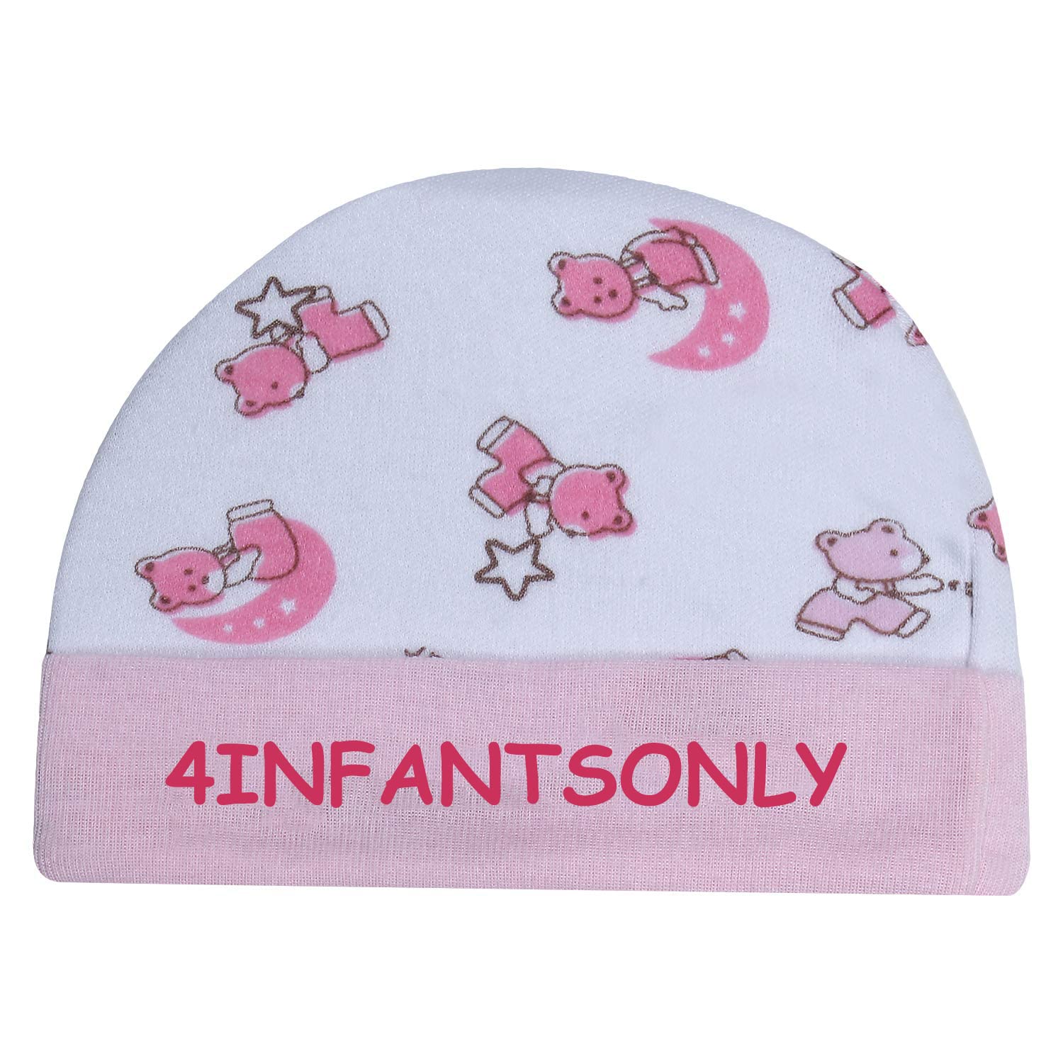 4INFANTSONLY® New Born Baby Cotton Cap, Mitten and Booties Combo | Infant Cap Set | Mittens, Bootie Set | Kids Gloves & Socks Sets | Baby Gift - 0-3 Month -(Pack of 3)