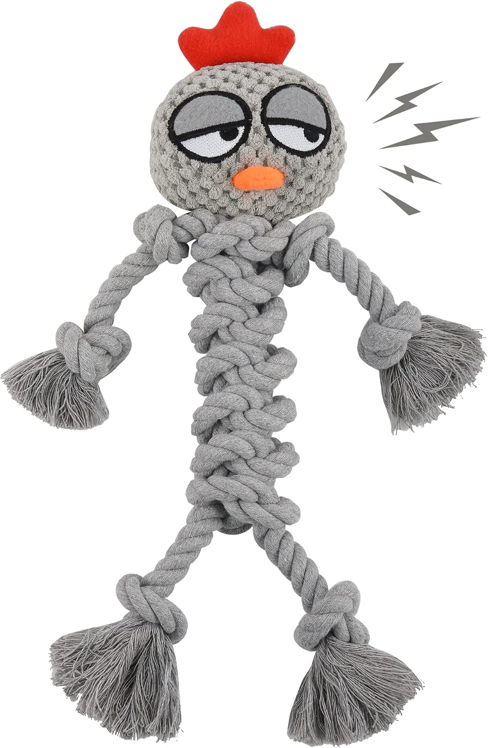 Qonline Rooster Dog Toy, Stuffed Dog Toy, Cute Rooster Plush Head Squeaker, Dog Rope Toy ,Fetch and Tug Toy for Small Medium Dogs