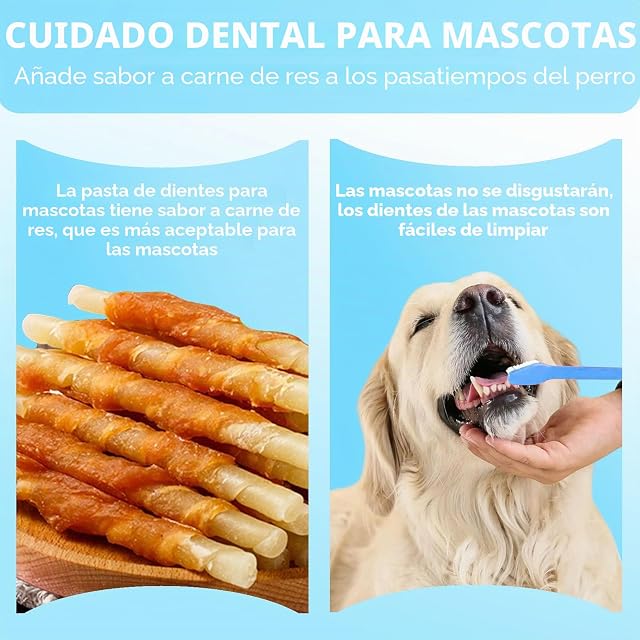 Foto 4 de 7 de Juego de pasta de dientes para perros,2×70g Pasta Dental Perros,Cepillo de Dientes Perro,Cepillo Dental…