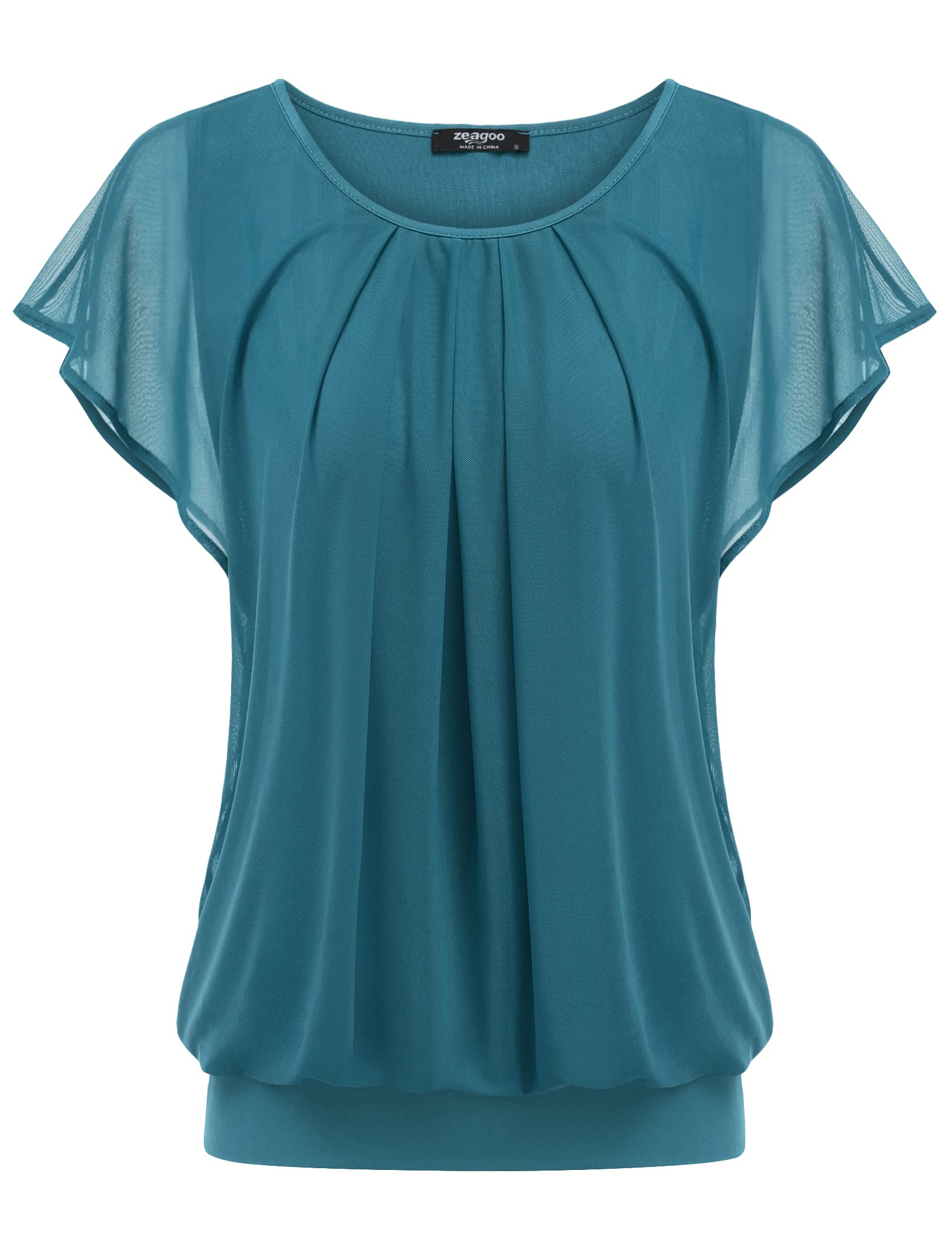 Zeagoo Camicia Donna Elegante PipistrelloTop Tunica Casual Maniche Corte Chiffon Blusa Estiva Floreale Unita T-Shirt