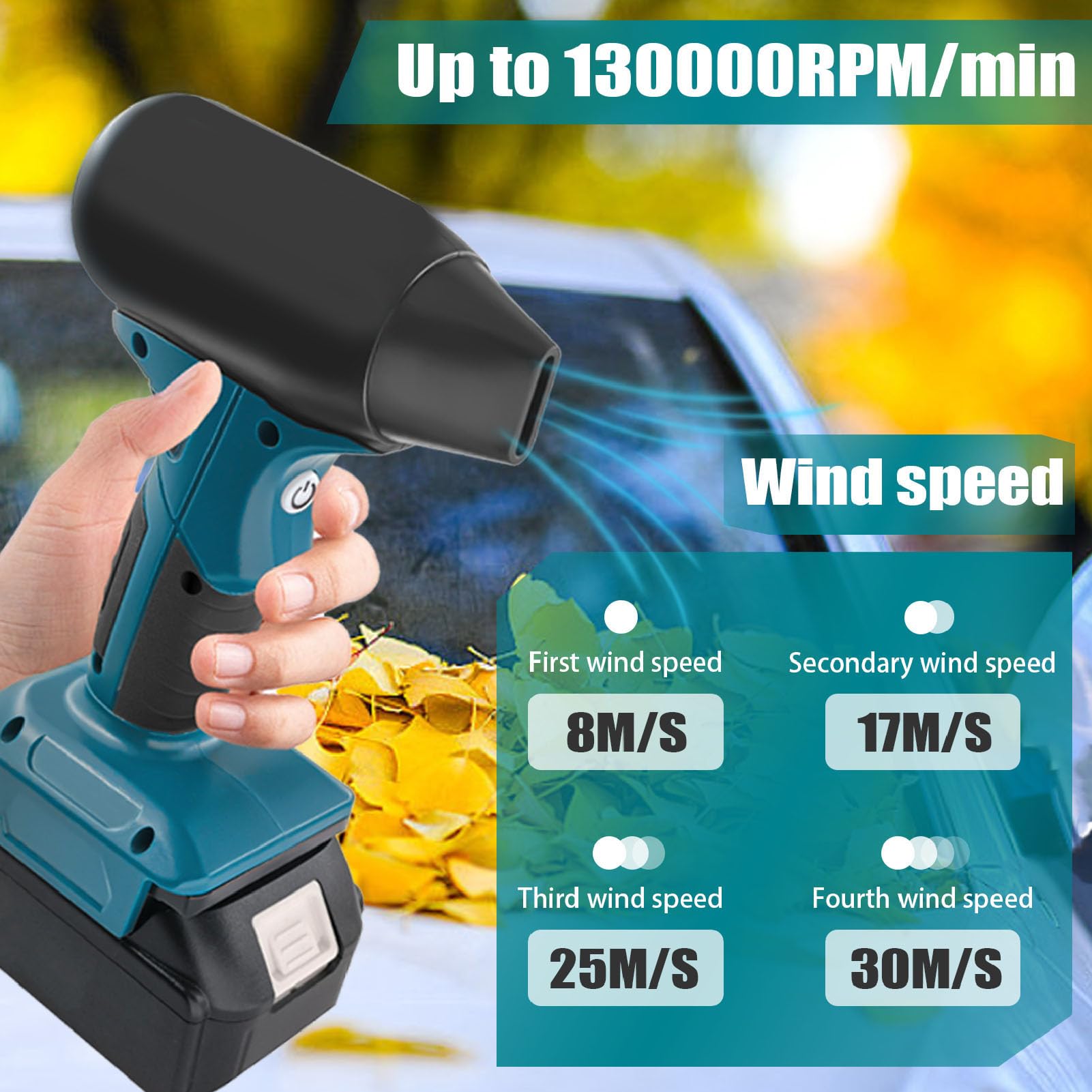 Mini souffleur de poche pour voiture avec 4 niveaux de vitesse, turboventilateur portatif à vent fort, dépoussiérage pour batterie Li-ion BL1815 BL1820 BL1830 18 V