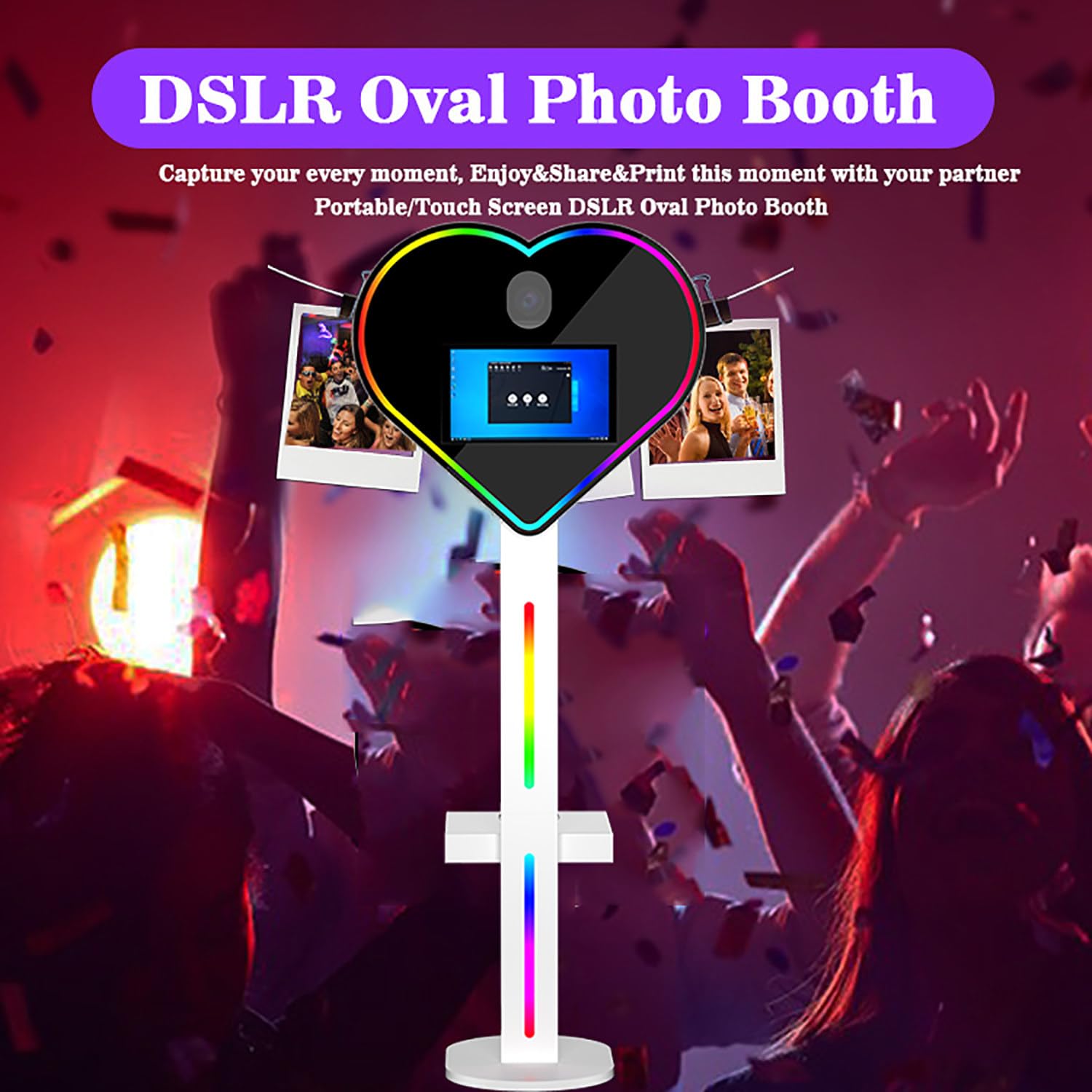 Cabina fotográfica profesional DSLR con pantalla táctil, incluye funda de vuelo y papeles fotográficos, ideal para bodas y fiestas