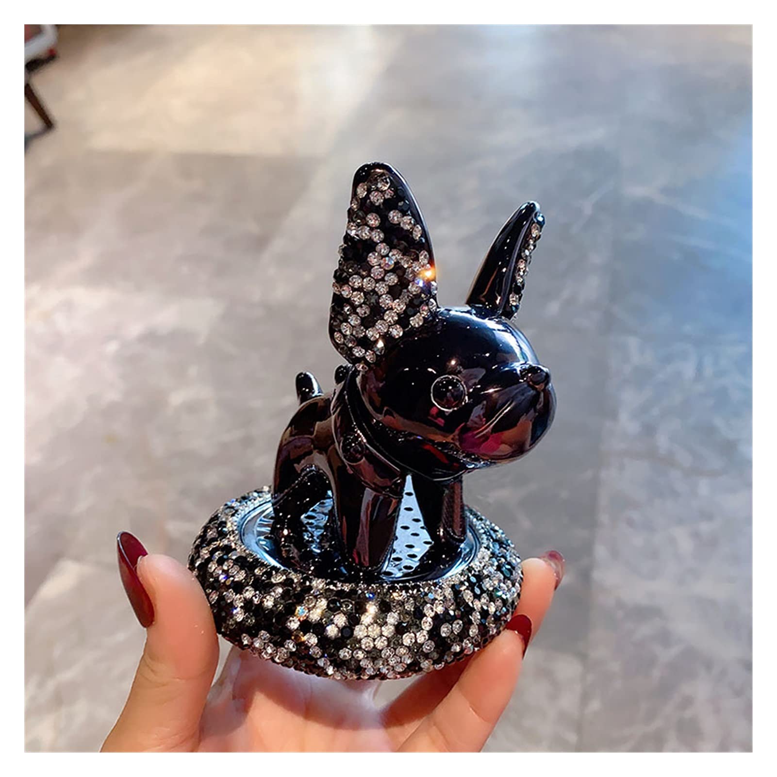 Persönlichkeit Auto Innendekoration Ornamente Cartoon Netter Haustier Glücklicher Hund Auto Parfüm Diamond In-Car Center-Konsole-Zubehör (Color Name : A Black)