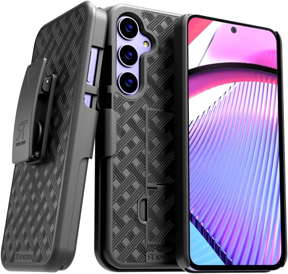 Designed for Samsung Galaxy S23 Plus Case with Belt Clip Holster | Rugged Holster & Protective Phone Case Combo with Anti-Slip Texture - Black