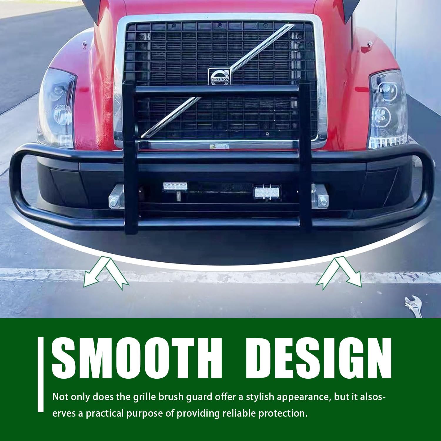 Deer Guard Compatible with Freightliner Cascadia 2018-2023, Deer Bumper Guard w/Bracket Premium Iron Large Front Deer Guard Bumper (Style 3)