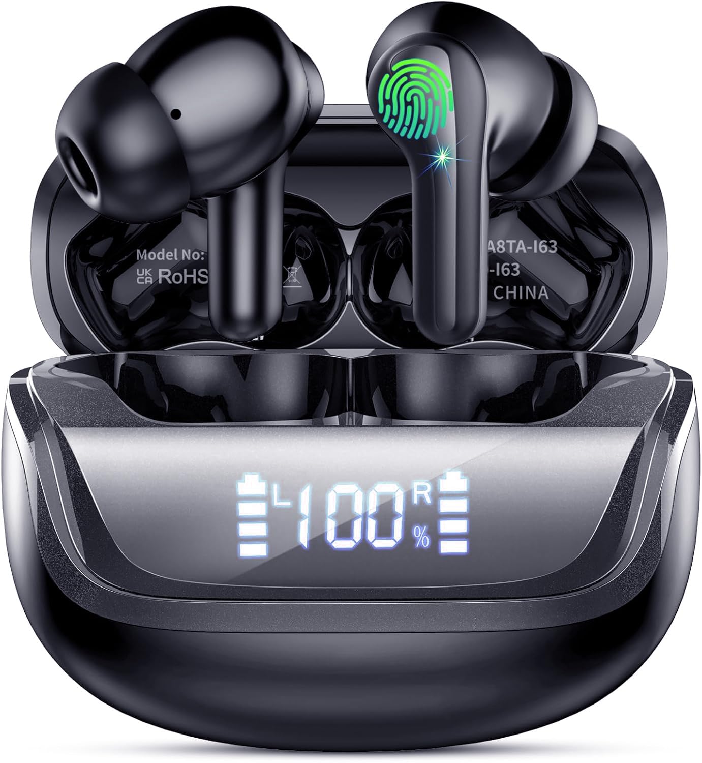 Wireless Earbuds, Ear Buds Bluetooth 5.4 Headphones 2026 with ENC Noise Cancelling, Bluetooth Earphones 60H Playtime Wireless Earphones HiFi Stereo, in Ear Headphones USB-C Fast Charge/IPX7 Waterproof