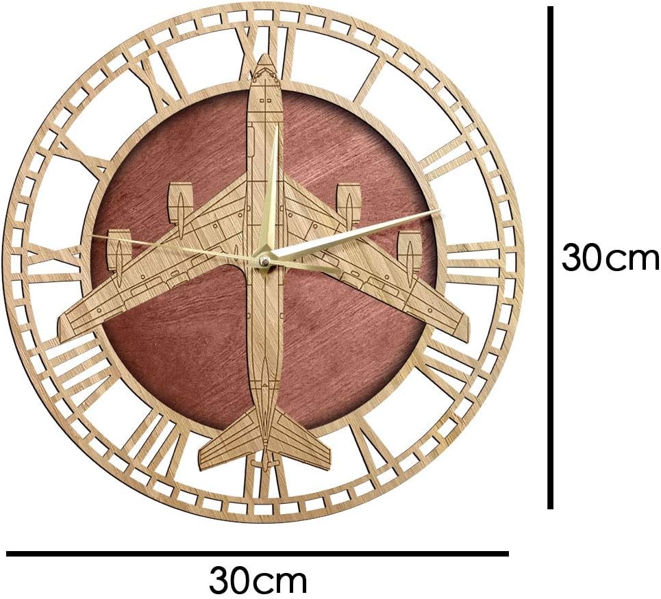 The Geeky Days Boeing KC-135 Stratotanker Military Warplane Wooden Silent Quartz Wall Clock Aviation Home Decor Aerial Refueling Airplane Modern Wall Watch