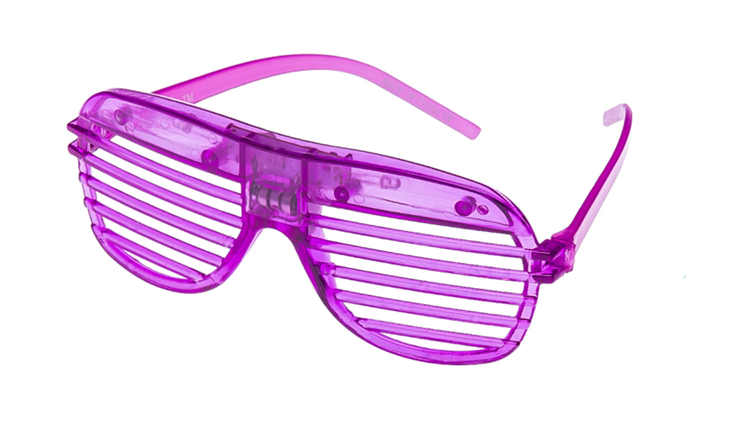 UltraByEasyPeasyStore Pack of 15 Purple Flashing LED Shutter Style Glasses Glow Slotted Plastic Flashing Light Up Shades Eyewear Sunglasses For Music Concerts Crazy Parties Halloween Christmas Rave
