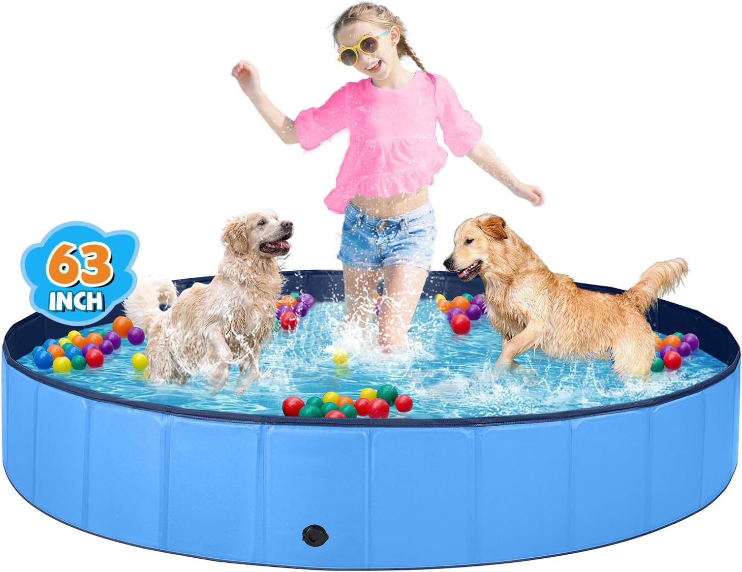 Peteast Tapis anti-éclaboussures pour chiens et enfants - Piscine antidérapante pour grands chiens, 0,58 mm d'épaisseur et durable - Tapis de jeu