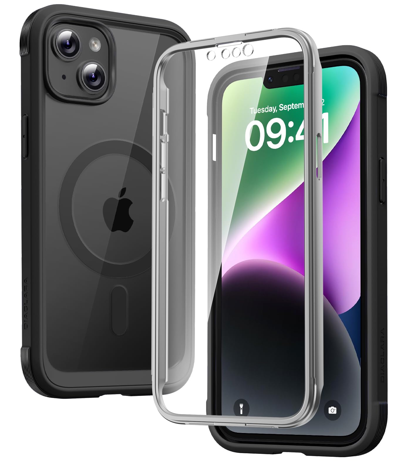 Diaclara Magnetic Designed for iPhone 14 Case, Compatible with MagSafe Built-in Touch Sensitive Anti-Scratch Screen Protector for iPhone 14 6.1,Black