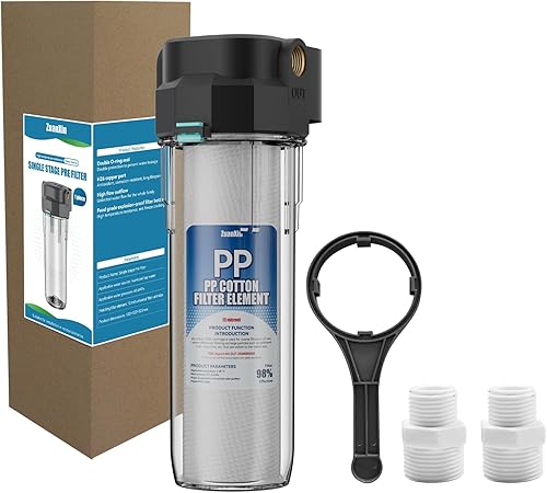 Carcasa de filtro de agua para toda la casa, se adapta a filtros de sedimentos de 10 x 2.5 pulgadas, etc. para agua de pozos y ciudades, sistema de