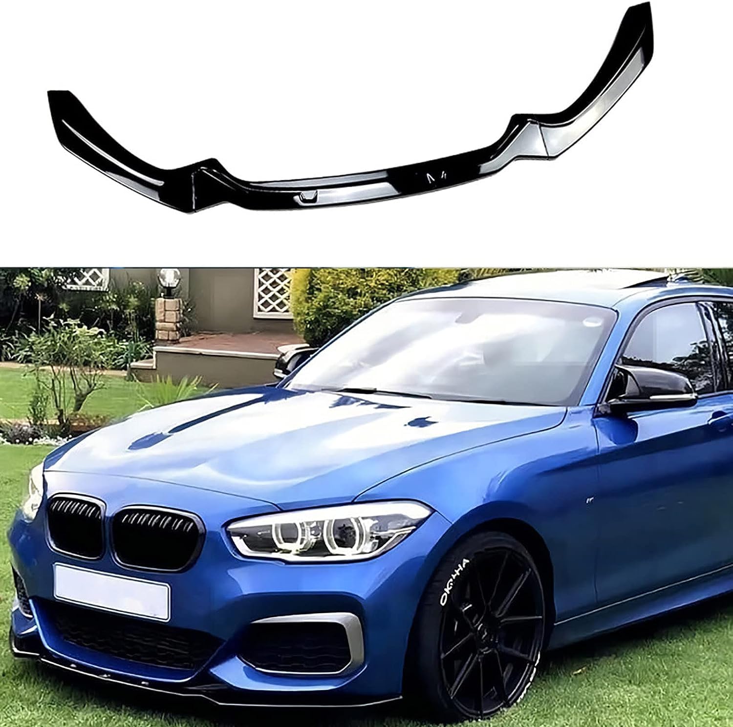 Auto Paraurti Anteriore Spoiler Labbro per BMW 1 Series F20 F21 M-Pack 118i 120i 2015-2019, Anticollisione Anteriore Paraurti Lip Spoiler Labbro Splitter Diffusore,Glossy-Black