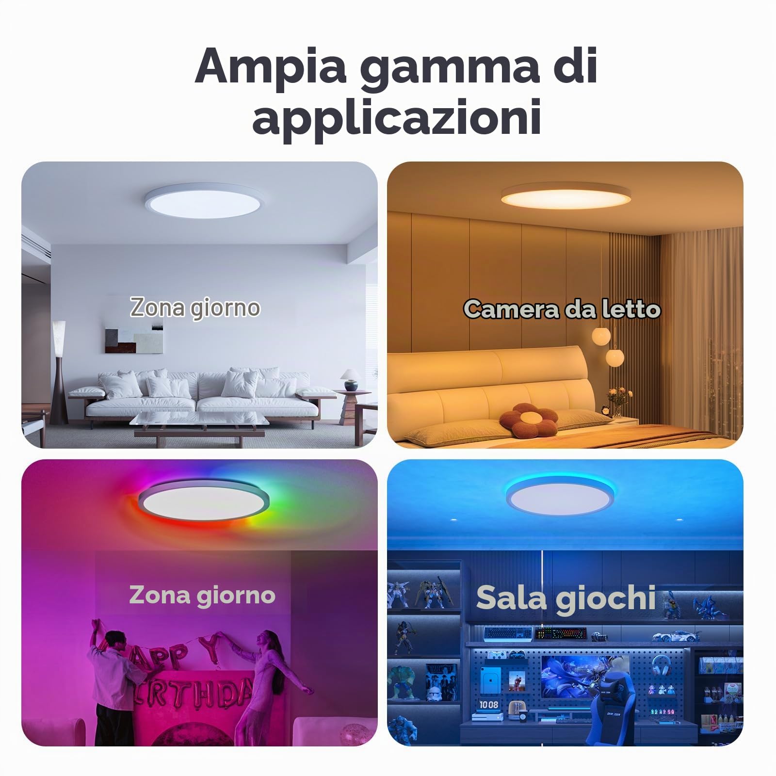 Plafoniera LED Soffitto Moderna,24W Ø30cm RGB Rotonda Lampadario Soggiorno,Dimmerabile Con Telecomando 3000-6500K Lampadario LED,adatta per Camera da letto,Soggiorno, Sala giochi