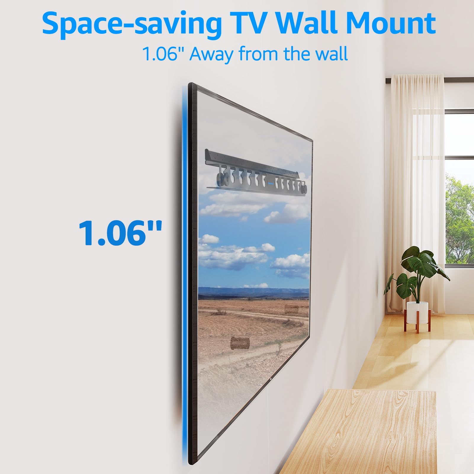 MOUNTUP Studless TV Wall Mount for Most 2465 Inch TVs, No Drill TV