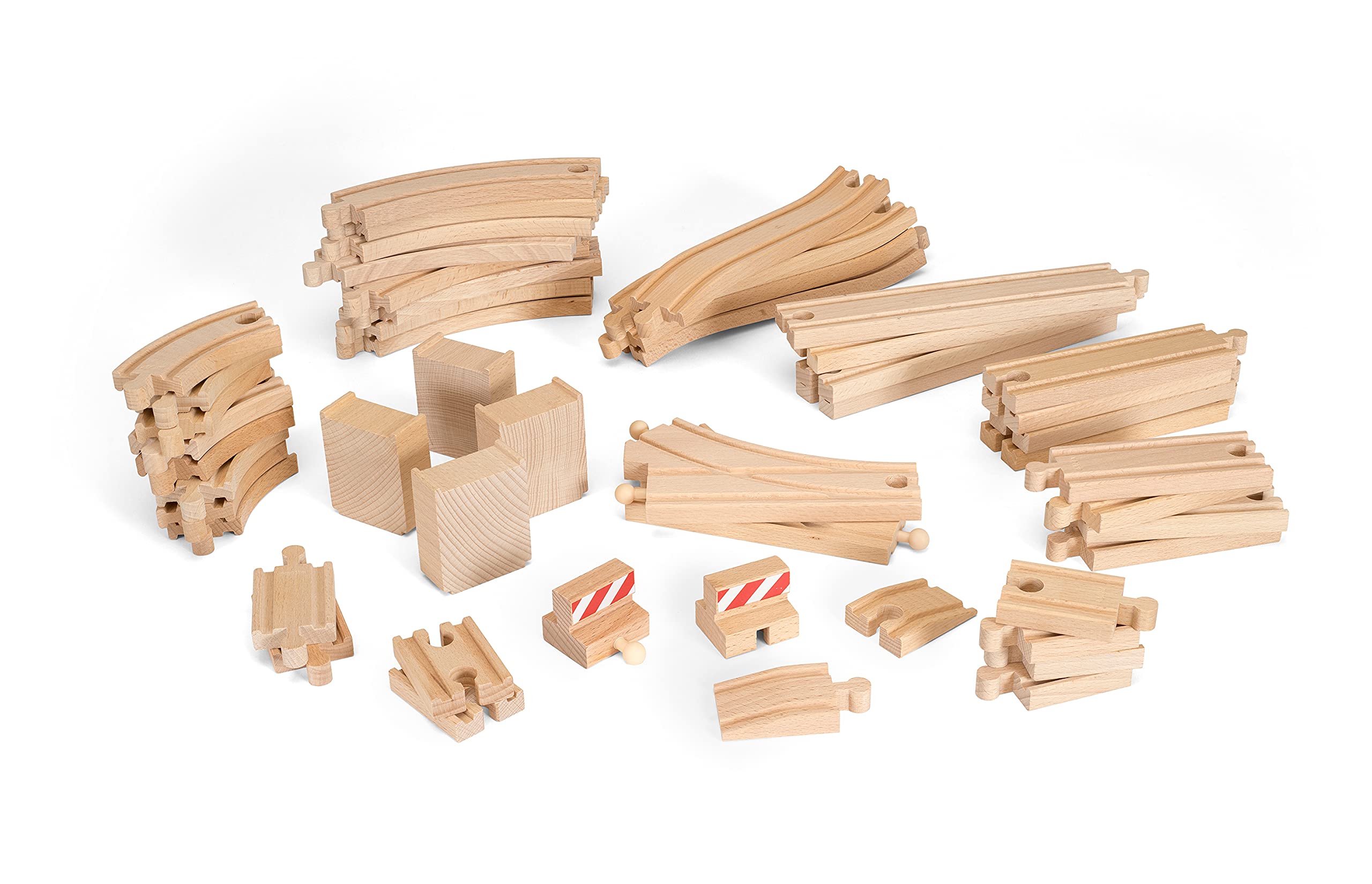 BRIO Bahn 33097 - Frachten Set Deluxe & World 33772 Großes Schienensortiment 50 Teile - Schienen Set für die BRIO Eisenbahn - Kleinkindspielzeug empfohlen für Kinder ab 3 Jahren