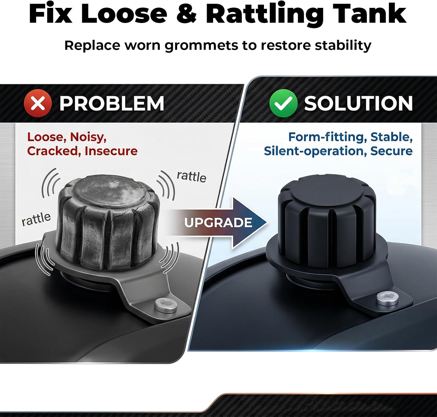2PCS Fuel Tank Grommets Compatible with Honda TRX300EX TRX400EX TRX250X XR100 XR80 ATC200X, Rubber Fuel Tank Mount Bushings Replacement 17611-HA5-00