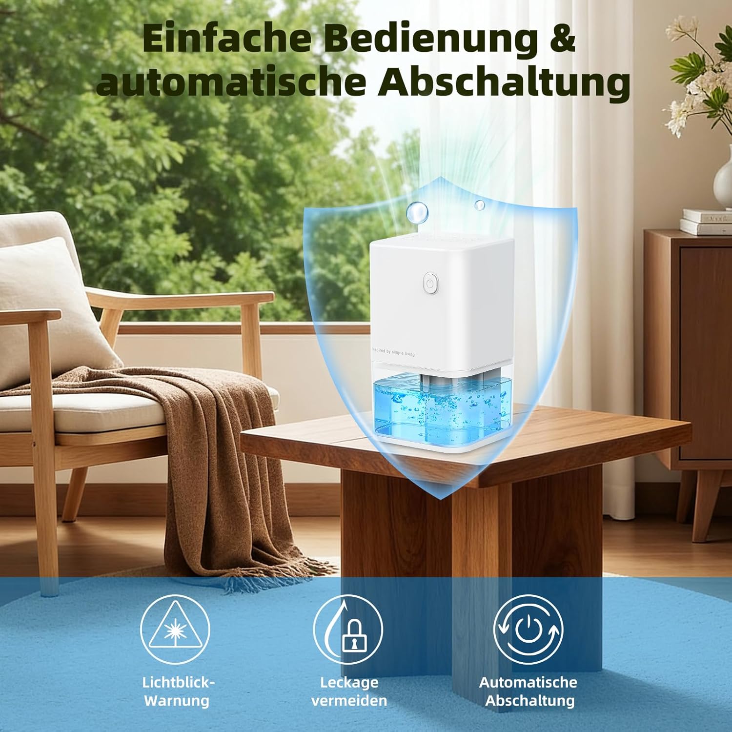 Deshumidificateur d Air Anti Moisissure 500ML, Éco Electrique Déshumidificateurs Maison Compact, Silencieux et Efficace avec Arrêt Automatique pour Petits Espaces, Chambre, Salle de Bain, Placard — vue 5