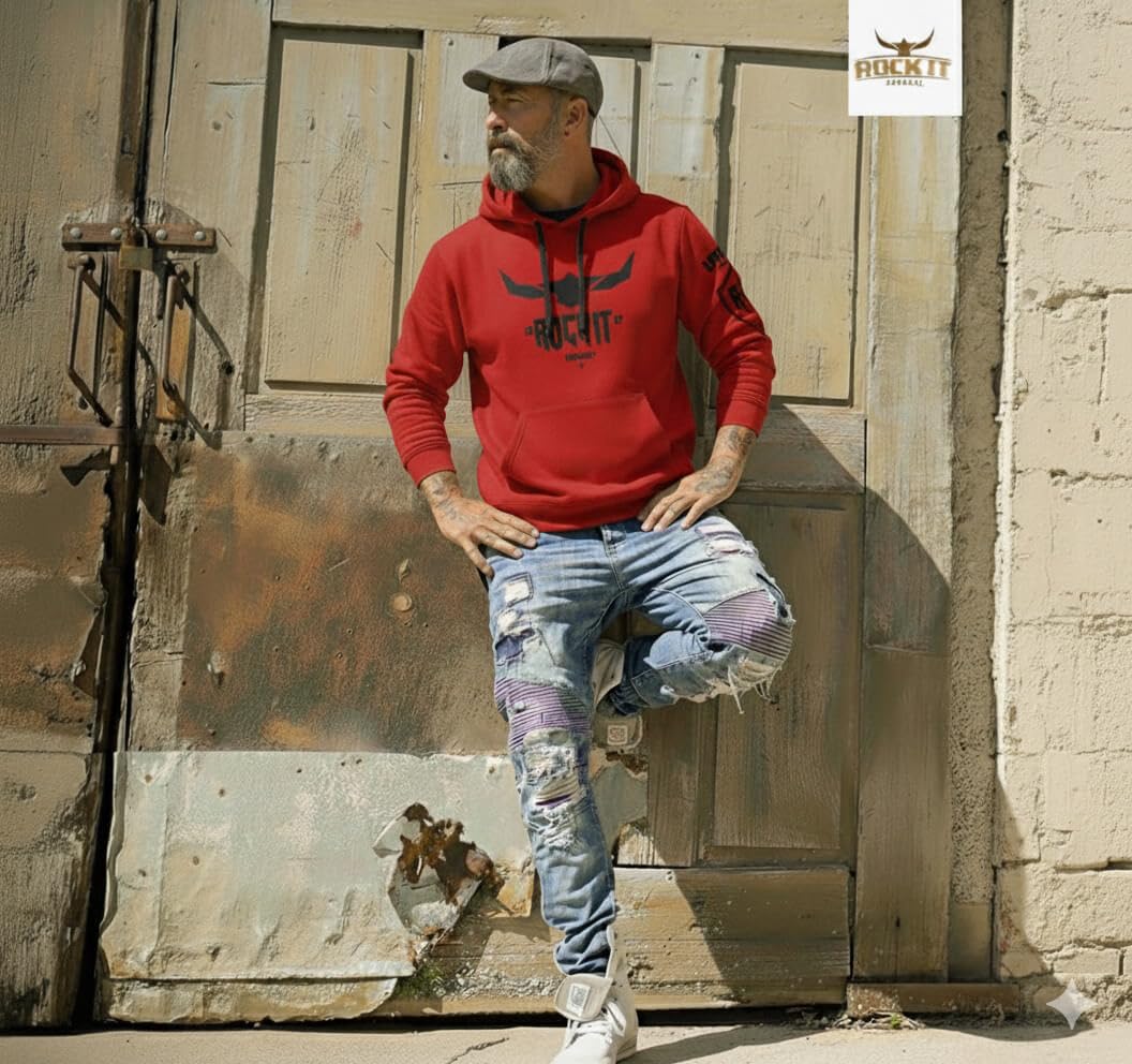 ROCK-IT Apparel® Sudadera con Capucha para Hombre Sudadera Urban Streetstyle con Capucha Cremallera y Forro Polar en el Interior Sudadera con Capucha S-5XL RI1054 Gris