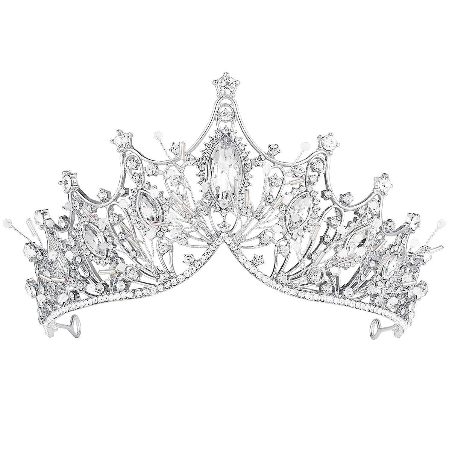 Tiara nupcial de boda, para princesa, novia, tiara de cumpleaños, reina, diadema de diamantes de imitación, accesorios de boda para el cabello, para mujer, diadema plateada