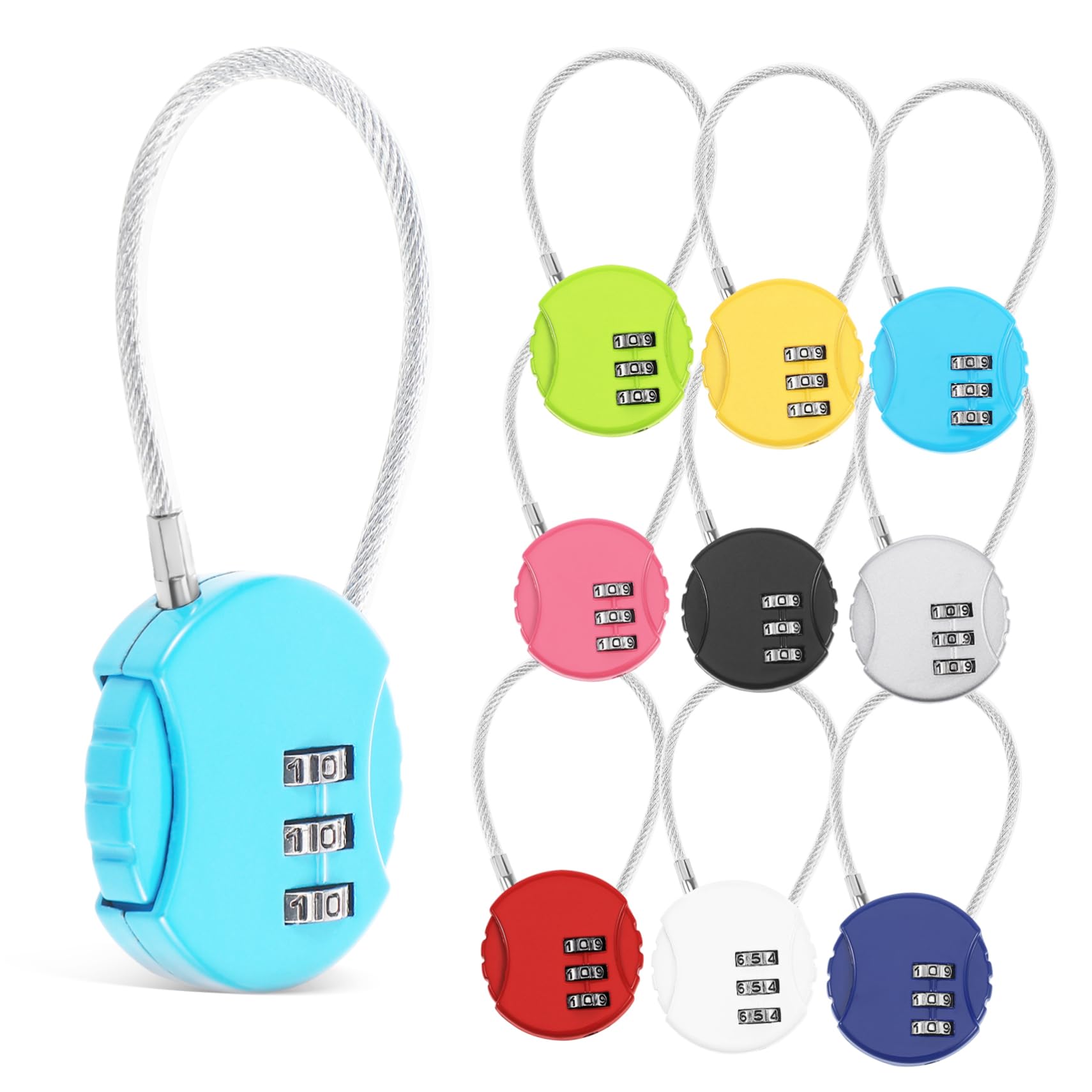 Petits cadenas à code pour valises et sacs de voyage Veemoon - 10 pièces