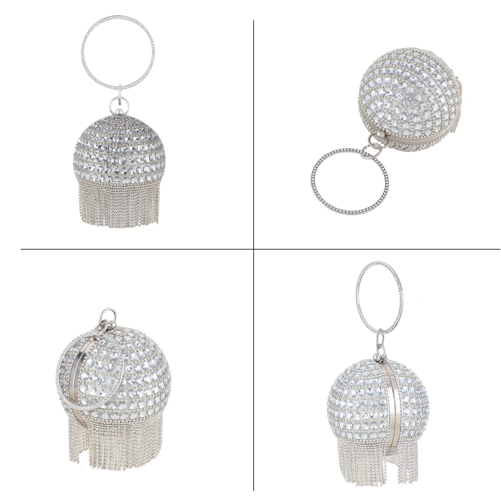 CORIOS Bolso de Noche para Mujer Diamantes de Imitación Clutch Bolso de Mano de Cristal con Bola Redonda Bolso de Fiesta Bolsos Bandolera Bolso de Hombro para Fiesta de Graduación Banquete Dorado