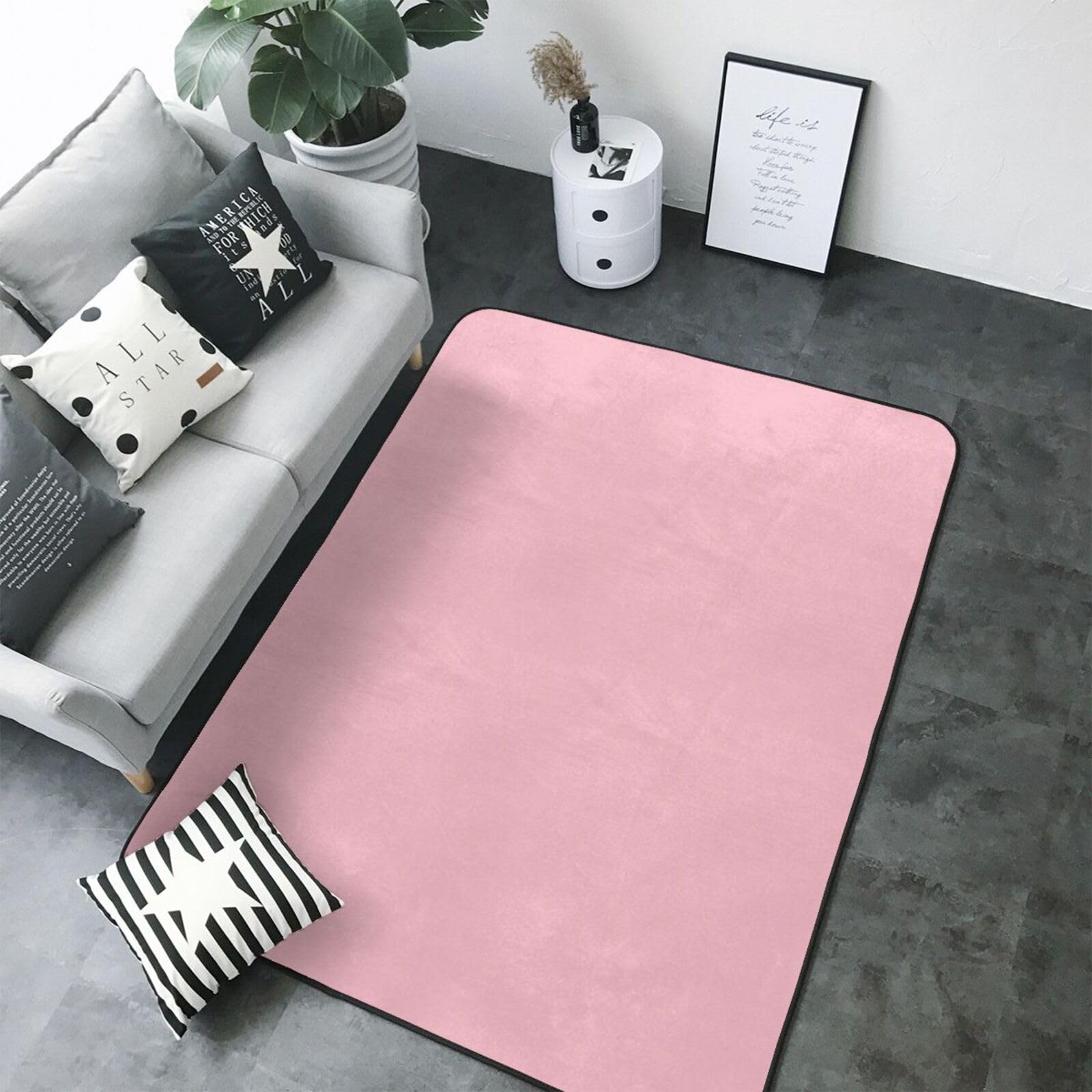 Tappeto in finta pelliccia di ottima fattura con stampe rosa tinta unita 203,2 x 147,3 cm, accogliente coperta antiscivolo per soggiorno, camera da letto e altro