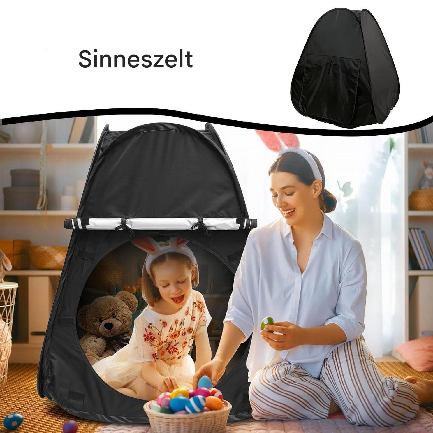 Sensory Tent – Children Calming Corner Play Hideaway Tent, Kids Educational Play House | Black Cloth, Indoor Outdoor Sensory Safe Focus Emotional Regulation Shelter for Boys Girls Calming