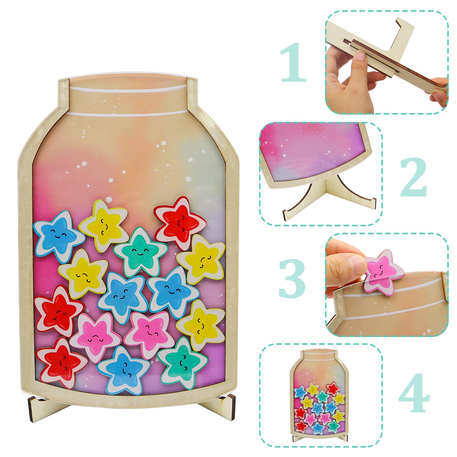 Barattolo Premio Stella per Bambini,Barattolo di Ricompensa,Barattolo Ricompensa con Stelle,Reward Jar, Barattolo Ricompense,Un Barattolo di Stelle,per Insegnanti Casa E Scuola