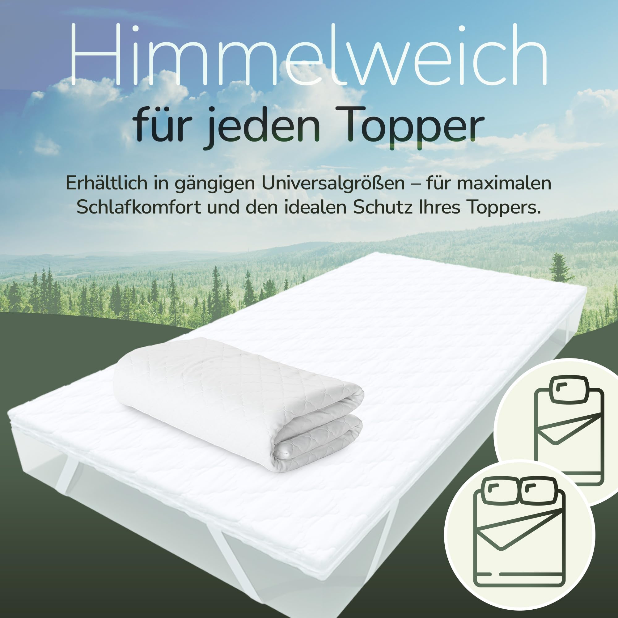 MSS e.K. hochwertiger Topperbezug Classic | 180 x 200 x 5 cm | mit Reißverschluss | aus weicher Mikrofaser | Stoffdichte: 212 g/m² | Flauschige Karosteppung | waschbar 60°C | schadstoffgeprüft