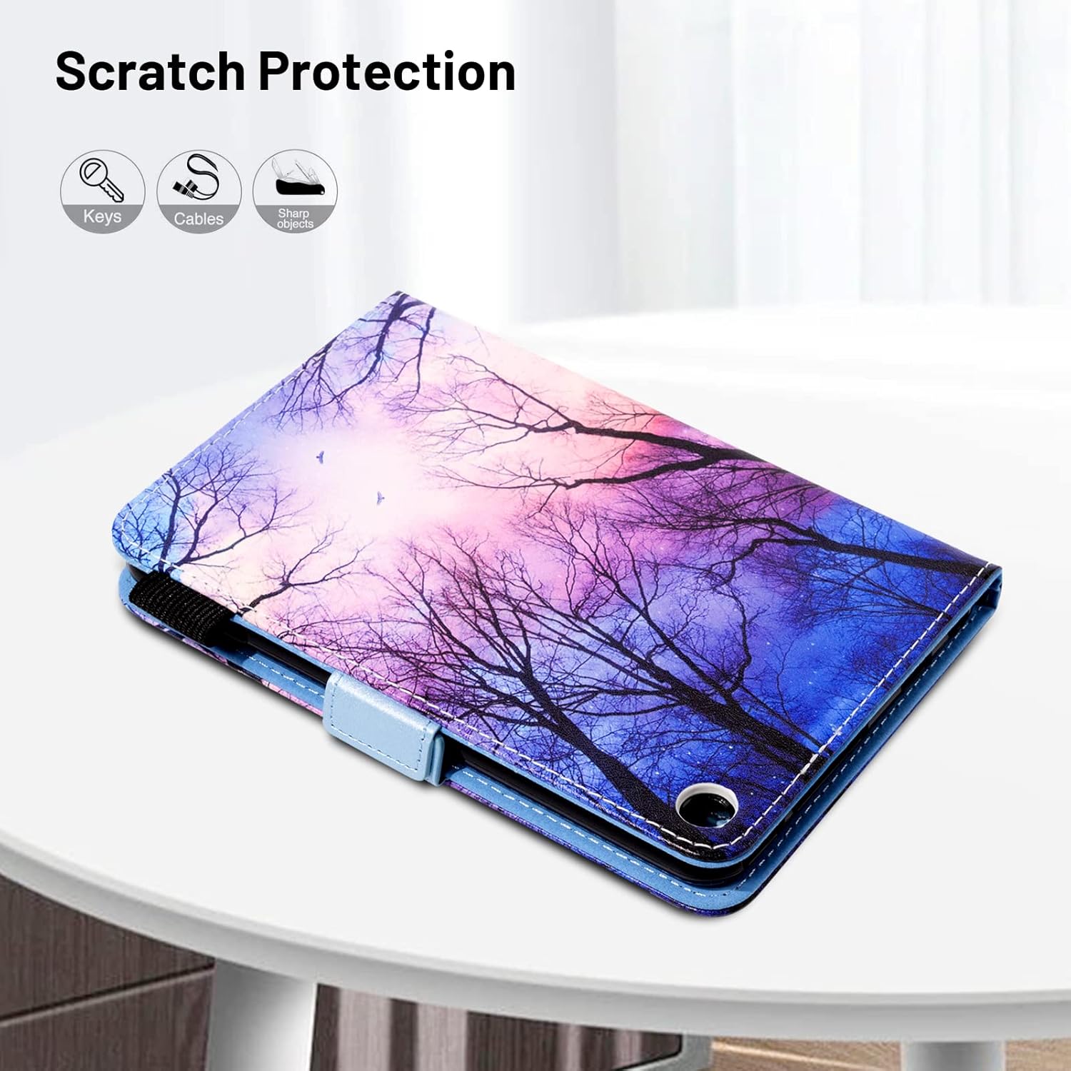 Dteck for All-New Amazon Fire 7 Tablet Case (12th Generation, 2022 Release), PU Leather Slim Folding Stand Multiple Viewing Angles Cover with Auto Wake/Sleep for Kindle Fire 7" 12th Gen,Forest Night