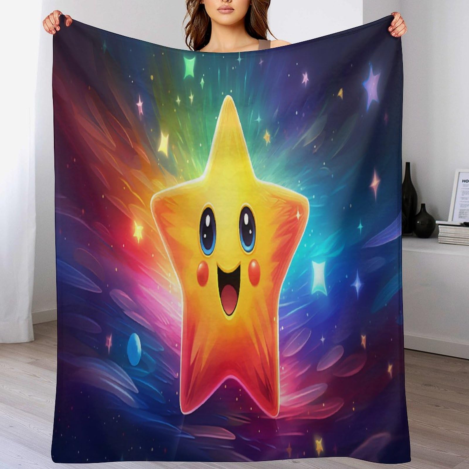 Couverture polaire flannel arc-en-ciel 130x180 cm pour lit et canapé