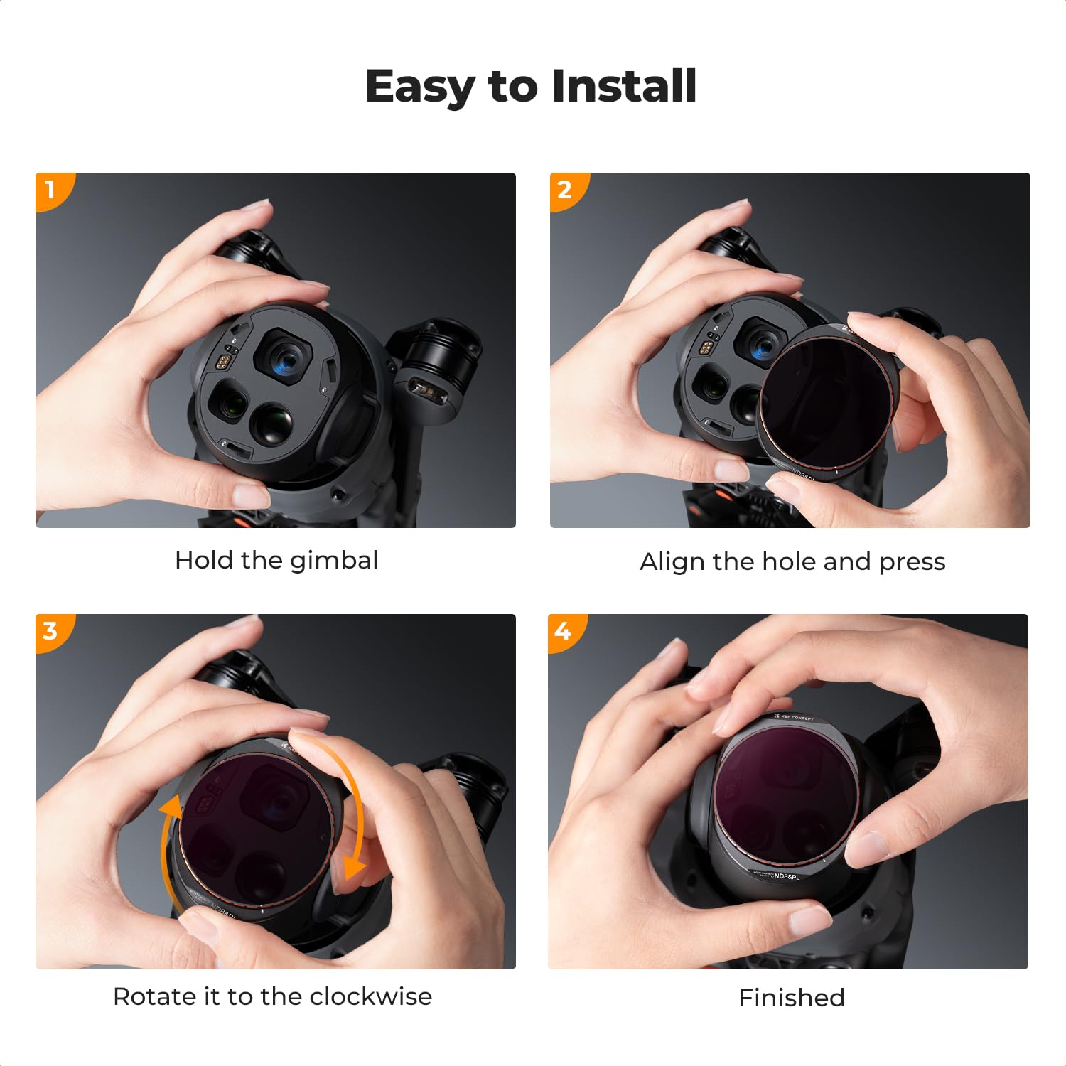 K&F CONCEPT Set di 4 Filtri ND/PL Compatibili con DJI Mavic 4 Pro, ND8/PL ND16/PL ND32/PL ND64/PL, Polarizzatore a Densità Neutra in Vetro HD Multistrato per Droni, Colori Puri, Senza Riflessi