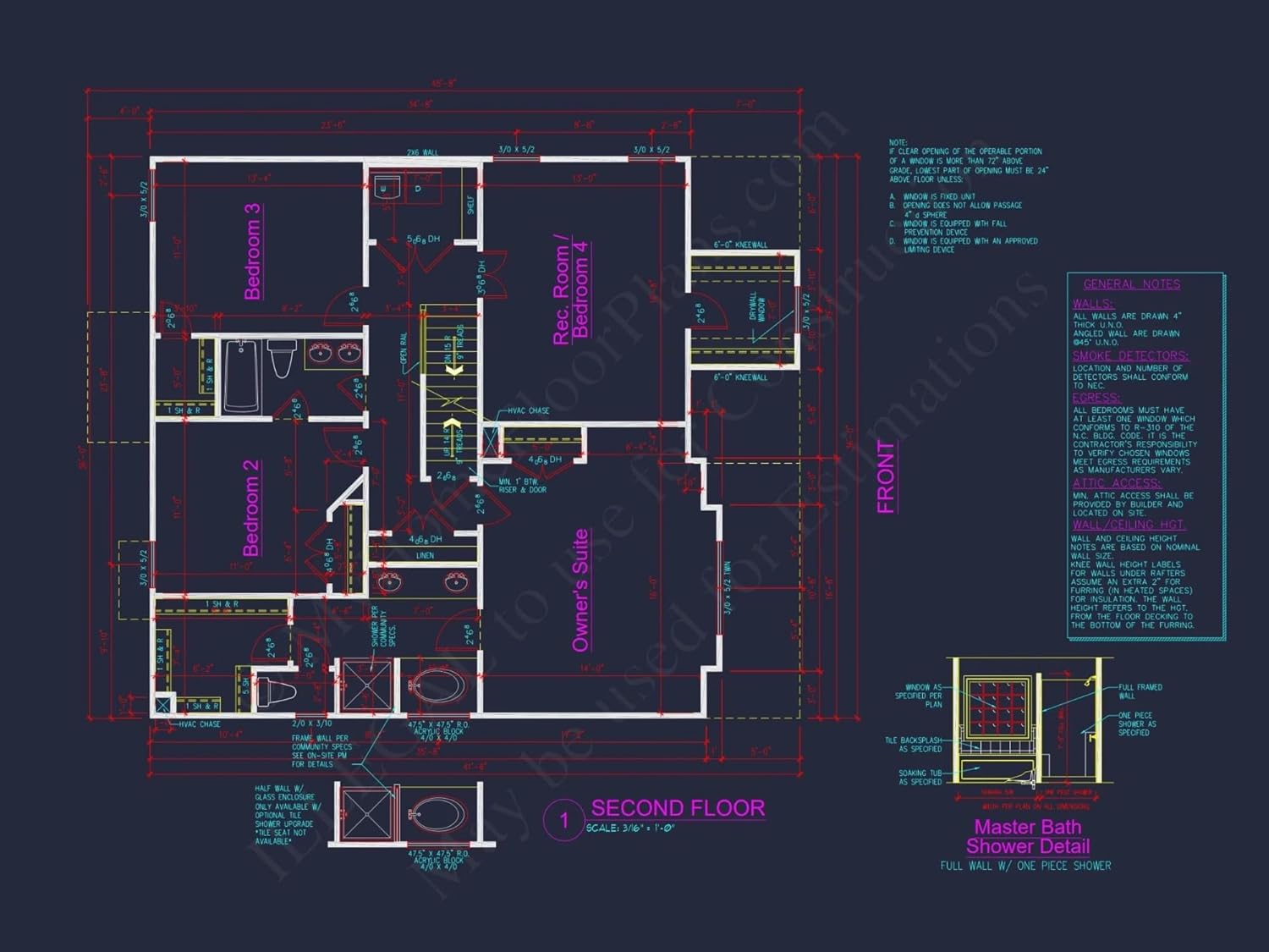 15-1440 HOUSE PLAN - Modern Craftsman House Plan with Open Floor Designs and CAD Blueprint