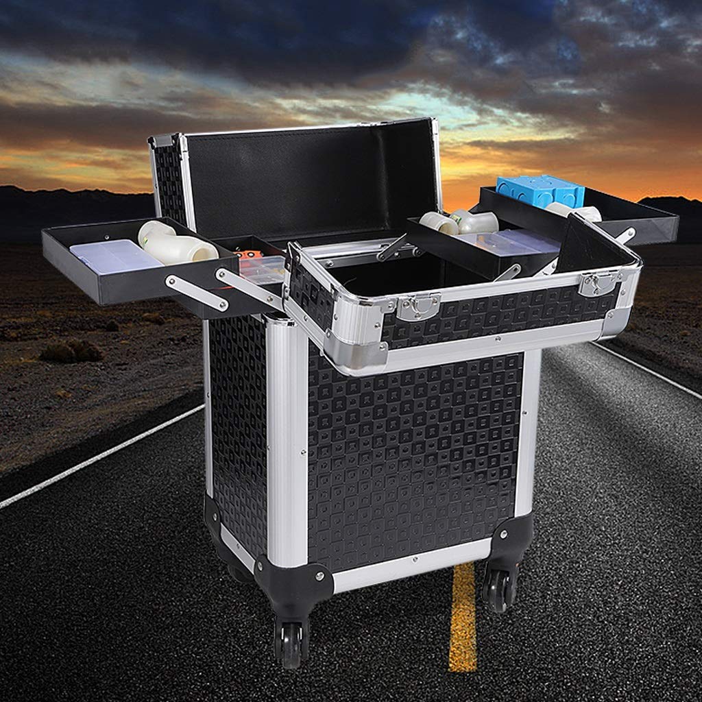 Cassetta degli Attrezzi Valigetta per Attrezzi in Lega di Alluminio Multifunzione Rolling Cosmetic Case Train Case Makup Trollry Beauty Vassoi Multistrato Grande Viaggio Cosmetic B