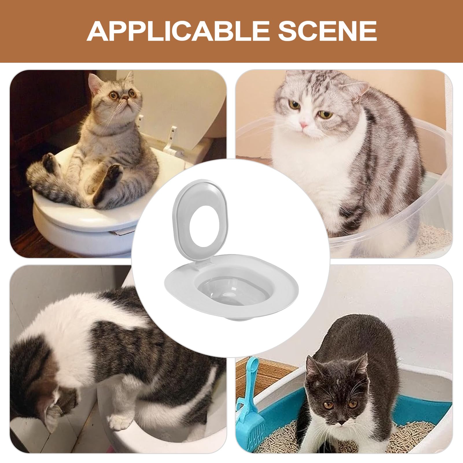 Kit di addestramento per il bagno dei gatti - Kit di addestramento per il sedile del WC dei gatti - Strumento sanitario con base non forata per gattino animale domestico