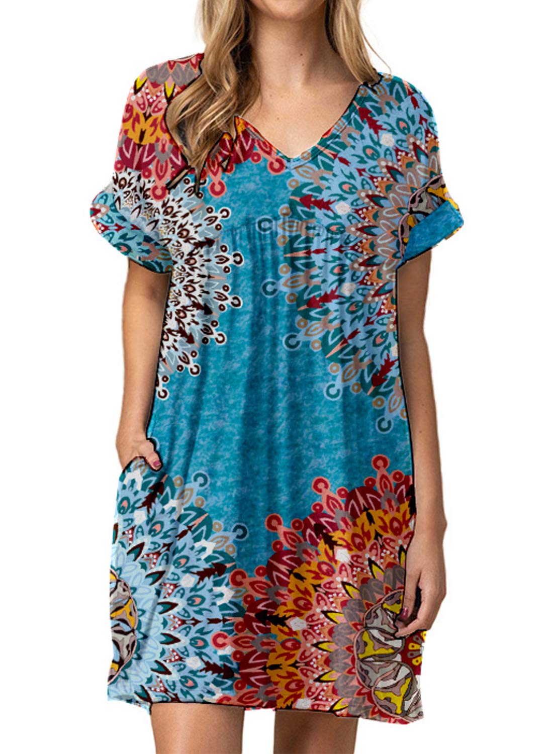 Jayscreate Women's Baby Doll Summer Casual T Shirt Flowy Short Sleeve Dress