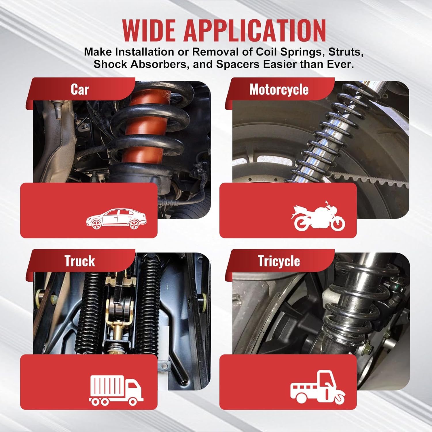 Coil Spring Compressor Tool Automotive 2 pcs Heavy Duty Macpherson Strut Spring Compressor Set with Safety Bracket Compressor Set with Safety Bracket for Car Truck ATV UTV, 2200 LB Capacity