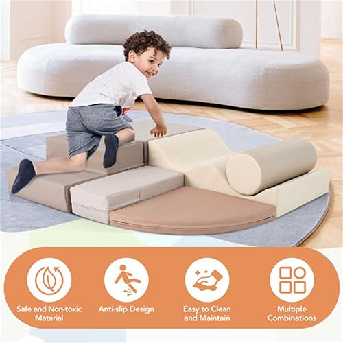 Miniatura 6 de JTDISHINY Soft Climb and Crawl Foam Playset 6 en 1, equipo de juego suave para escalar y gatear para niños, niños gateando y escalando estructura de