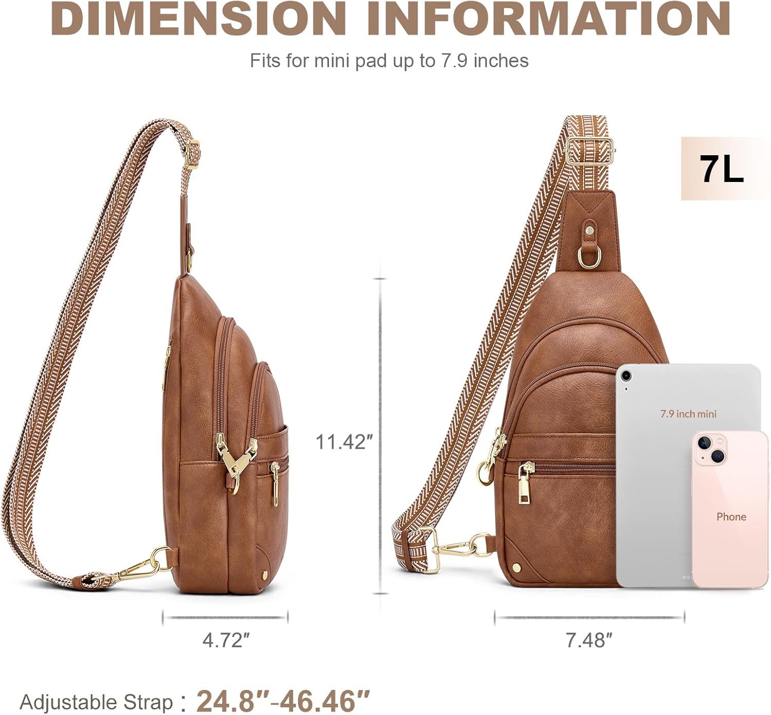 Anti Theft Crossbody Bags for Women, RFID Sling Bag Travel Purse, RFID Cross Body Purses Chest Bag for Travel Brown - Image 6